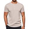 COOFANDY Men’s Casual Henley T-Shirts Summer Short Sleeve Cotton Shirts Basic Button Tee Tops(Khaki)