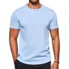 COOFANDY Men’s Casual Henley T-Shirts Summer Short Sleeve Cotton Shirts Basic Button Tee Tops(Light Blue)