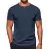 COOFANDY Men’s Casual Henley T-Shirts Summer Short Sleeve Cotton Shirts Basic Button Tee Tops(Navy Blue)