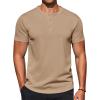 COOFANDY Men’s Casual Henley T-Shirts Summer Short Sleeve Cotton Shirts Basic Button Tee Tops(Sesame)