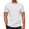 COOFANDY Men’s Casual Henley T-Shirts Summer Short Sleeve Cotton Shirts Basic Button Tee Tops(White)