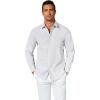 COOFANDY Men’s Button Down Long Sleeve Shirt Casual Untucked Dress Shirt Regular Fit Wedding Shirts(White)