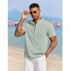 COOFANDY Men’s Casual Henley Shirt Short Sleeve Summer Beach Band Collar Shirt Hippie Henley T-Shirts with Pocket(Light Green)