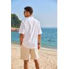 COOFANDY Men’s Cotton Linen Henley Shirt Short Sleeve Hippie Casual Band Collar Summer Beach T-Shirts(A-white)