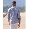 COOFANDY Men’s Long Sleeve Button Down Shirt Casual Untucked Regular-Fit Oxford Dress Shirts(Stripe-blue&white)