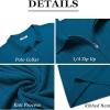 COOFANDY Men’s Zipper Polo Shirts Short Sleeve Ribbed Knit Polo T Shirts Fashion Casual Golf Shirts(Denim Blue)