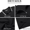 COOFANDY Men’s Zipper Polo Shirts Short Sleeve Ribbed Knit Polo T Shirts Fashion Casual Golf Shirts(Striped Black Striped)