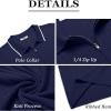COOFANDY Men’s Zipper Polo Shirts Short Sleeve Ribbed Knit Polo T Shirts Fashion Casual Golf Shirts(Stripes Navy Blue Stripes)