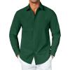 COOFANDY Men’s Button Down Long Sleeve Shirt Casual Untucked Dress Shirt Regular Fit Wedding Shirts(Evergreen)