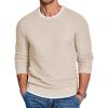 COOFANDY Mens Crewneck Sweater Slim Fit Lightweight Knit Pullover Casual Dress Crew Neck Pullover Sweaters(Light Khaki)