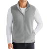 COOFANDY Men’s Polar Fleece Vest Lightweight Sleeveless Zip Up Jacket Casual Outerwear Outdoor Golf Vests(Light Grey)