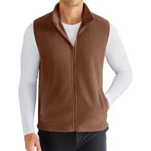 COOFANDY Men’s Polar Fleece Vest Lightweight Sleeveless Zip Up Jacket Casual Outerwear Outdoor Golf Vests(Baked Clay)