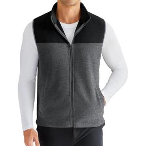 COOFANDY Men’s Polar Fleece Vest Lightweight Sleeveless Zip Up Jacket Casual Outerwear Outdoor Golf Vests(Black/Charcoal)
