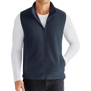 COOFANDY Men’s Polar Fleece Vest Lightweight Sleeveless Zip Up Jacket Casual Outerwear Outdoor Golf Vests(Dark Blue)