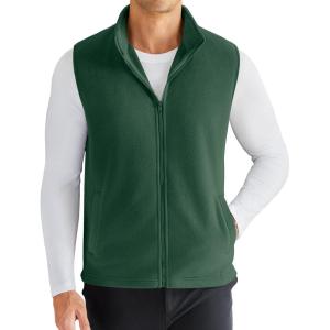 COOFANDY Men’s Polar Fleece Vest Lightweight Sleeveless Zip Up Jacket Casual Outerwear Outdoor Golf Vests(Evergreen)