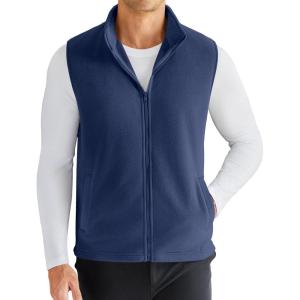 COOFANDY Men’s Polar Fleece Vest Lightweight Sleeveless Zip Up Jacket Casual Outerwear Outdoor Golf Vests(Navy Blue)