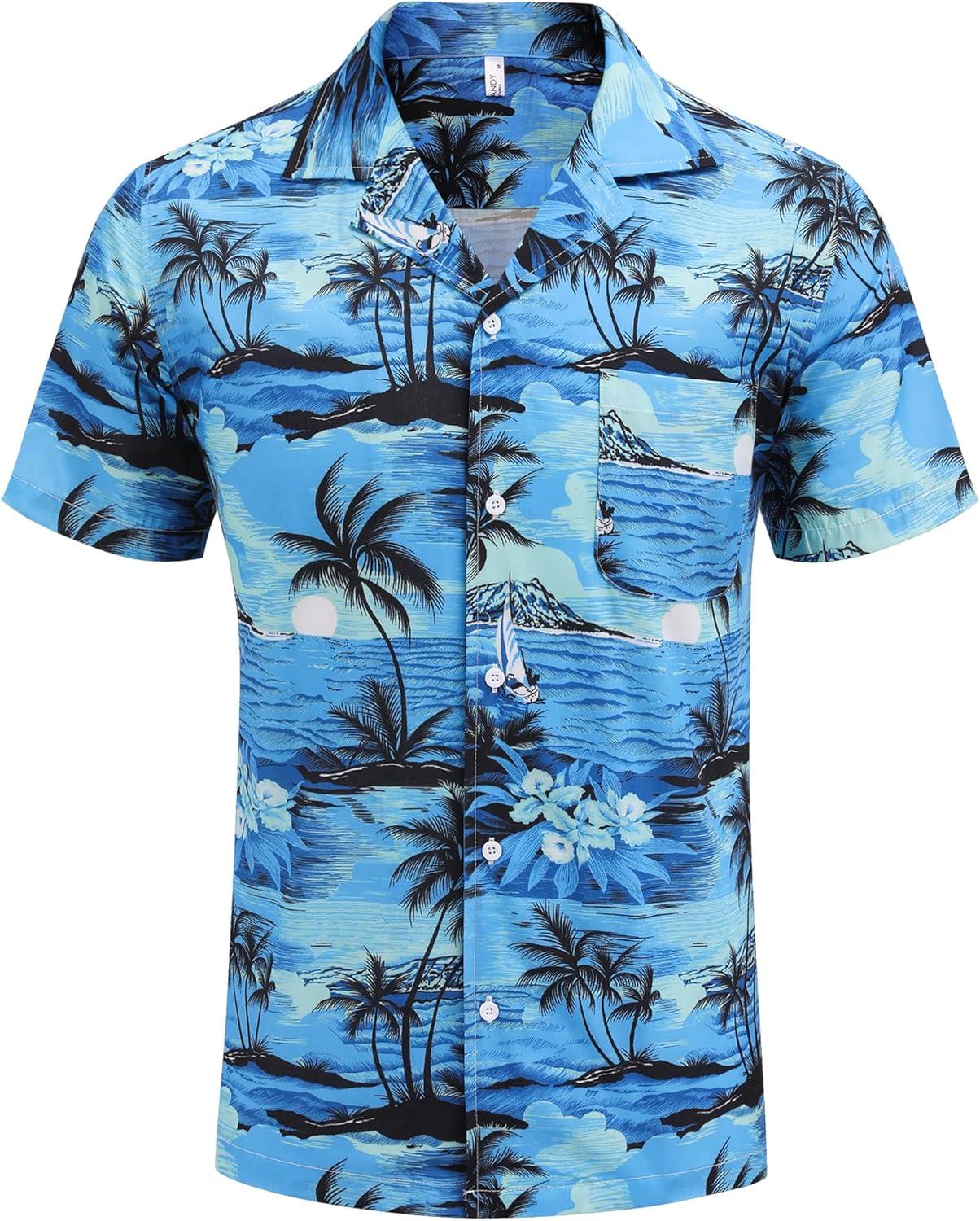 imageCOOFANDY Mens Casual Button Down Shirts Short Sleeve Summer Cuban Vacation Beach ShirtsPa122
