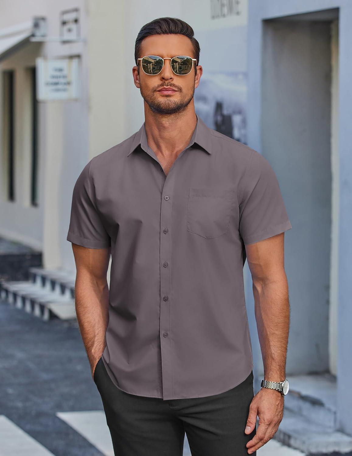 imageCOOFANDY Mens Dress Shirts Soft Modal Business Casual Button Down Shirts Lightweight Spring Summer ShirtsDark Gray
