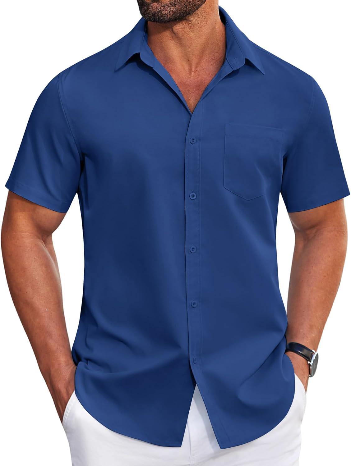 imageCOOFANDY Mens Dress Shirts Soft Modal Business Casual Button Down Shirts Lightweight Spring Summer ShirtsNavy Blue