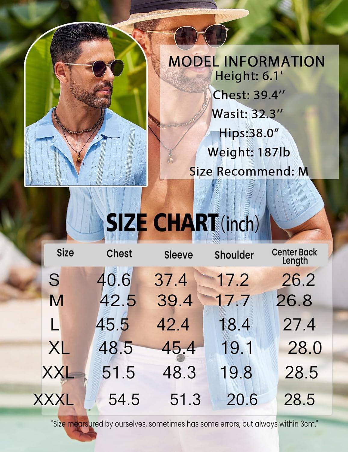 imageCOOFANDY Mens Knit Button Down Shirts Crochet Polo Shirts Vintage Short Sleeve Textured Shirts Summer Beach TopsBlack