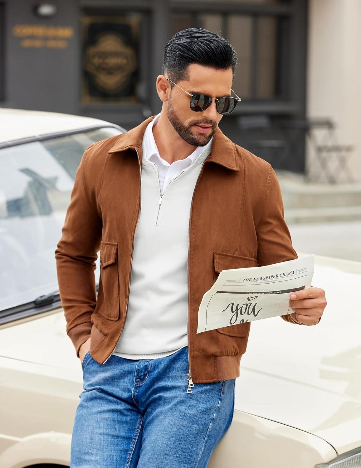imageCOOFANDY Mens Quarter Zip Pullover Slim Fit Dress Sweaters Lightweight Mock Neck Knit SweaterWhite