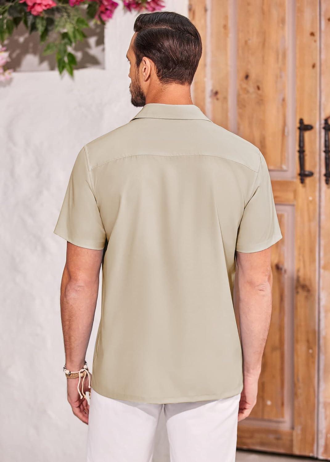 imageCOOFANDY mens CasualBeige Palm Tree