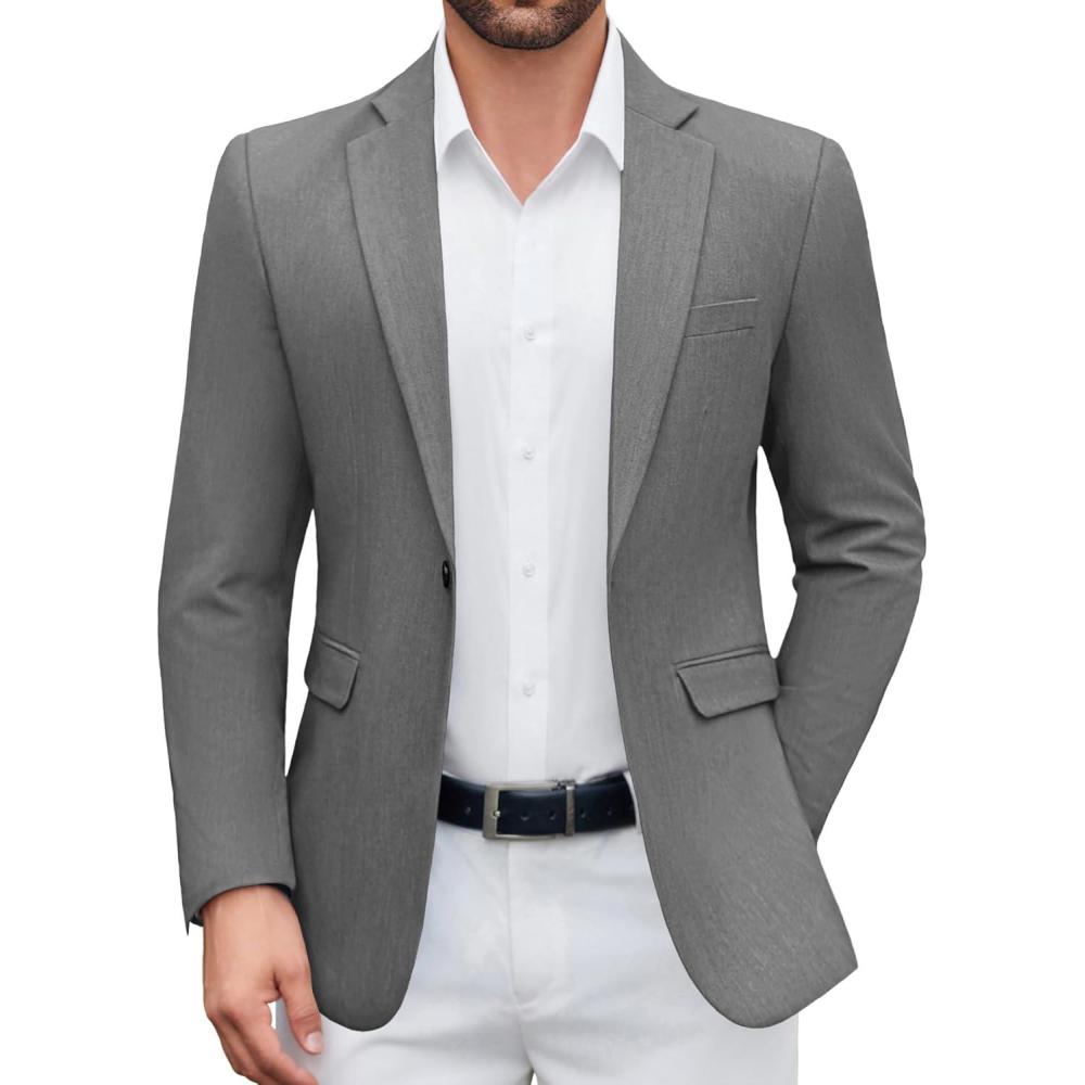 imageCOOFANDY Mens Casual Blazer One Button Sport Coat Lightweight Business Suit JacketDark Grey