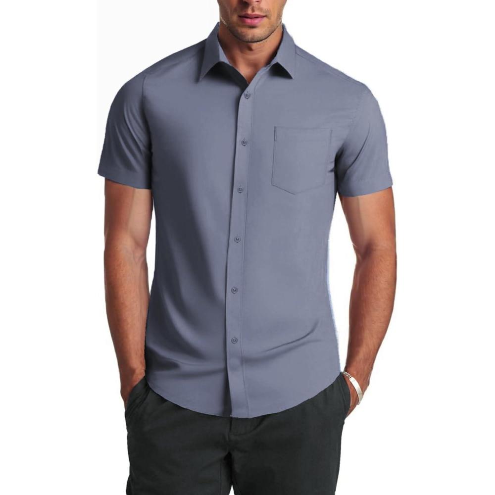 imageCOOFANDY Mens Dress Shirts Soft Modal Business Casual Button Down Shirts Lightweight Spring Summer ShirtsLight Gray