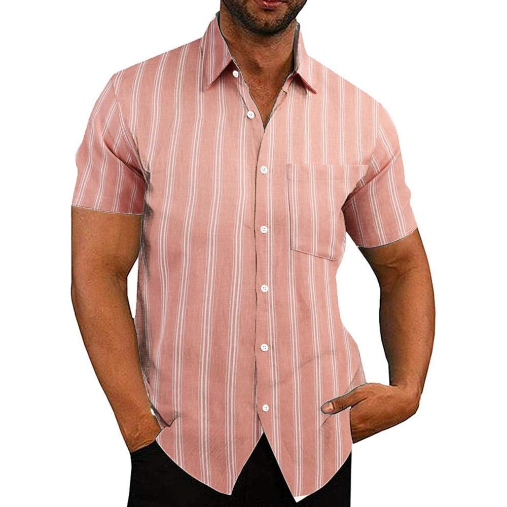 imageCOOFANDY Mens Summer Beach Hawaiian Tropical Shirt Casual Short Sleeve ShirtShort Sleeve Pastel Pink