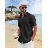 COOFANDY Men Short Sleeve Button Down Hawaiian Shirts forMen Casual Summer Shirt Black