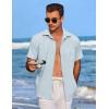 COOFANDY Men’s Casual Button Down Shirts Short Sleeve Linen Shirts Summer Beach Dress Shirt(Clear Blue)