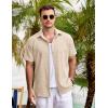 COOFANDY Men’s Casual Button Down Shirts Short Sleeve Linen Shirts Summer Beach Dress Shirt(Khaki)