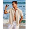 COOFANDY Men’s Casual Button Down Shirts Short Sleeve Linen Shirts Summer Beach Dress Shirt(Khaki)