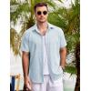 COOFANDY Men’s Casual Button Down Shirts Short Sleeve Linen Shirts Summer Beach Dress Shirt(Linen – Clear Blue)