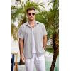 COOFANDY Men’s Casual Button Down Shirts Short Sleeve Linen Shirts Summer Beach Dress Shirt(Linen – Light Gray Flecking)