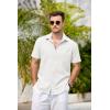 COOFANDY Men’s Casual Button Down Shirts Short Sleeve Linen Shirts Summer Beach Dress Shirt(White)