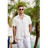 COOFANDY Men’s Casual Button Down Shirts Short Sleeve Linen Shirts Summer Beach Dress Shirt(White)