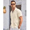 COOFANDY Men’s Casual Button Down Shirts Short Sleeve Summer Cuban Vacation Beach Shirts(Beige)