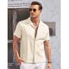 COOFANDY Men’s Casual Button Down Shirts Short Sleeve Summer Cuban Vacation Beach Shirts(Beige)