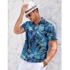 COOFANDY Men’s Casual Button Down Shirts Short Sleeve Summer Cuban Vacation Beach Shirts(Green Leaf)