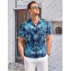 COOFANDY Men’s Casual Button Down Shirts Short Sleeve Summer Cuban Vacation Beach Shirts(Green Leaf)