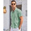 COOFANDY Men’s Casual Button Down Shirts Short Sleeve Summer Cuban Vacation Beach Shirts(Light Army Green)
