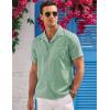 COOFANDY Men’s Casual Button Down Shirts Short Sleeve Summer Cuban Vacation Beach Shirts(Light Army Green)