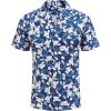 COOFANDY Men’s Casual Button Down Shirts Short Sleeve Summer Cuban Vacation Beach Shirts(Navy Blue Floral)