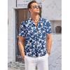 COOFANDY Men’s Casual Button Down Shirts Short Sleeve Summer Cuban Vacation Beach Shirts(Navy Blue Floral)
