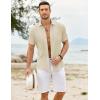 COOFANDY Men’s Casual Button Down Shirts Short Sleeve Textured Shirt Summer Untucked Vacation Beach Wedding Shirts(Beige)