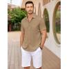 COOFANDY Men’s Casual Button Down Shirts Short Sleeve Textured Shirt Summer Untucked Vacation Beach Wedding Shirts(Khaki)