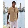 COOFANDY Men’s Casual Button Down Shirts Short Sleeve Textured Shirt Summer Untucked Vacation Beach Wedding Shirts(Khaki)