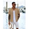 COOFANDY Men’s Casual Button Down Shirts Short Sleeve Textured Shirt Summer Untucked Vacation Beach Wedding Shirts(Khaki)