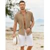 COOFANDY Men’s Casual Button Down Shirts Short Sleeve Textured Shirt Summer Untucked Vacation Beach Wedding Shirts(Khaki)